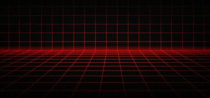 Red laser grid cyber newretrowave 3d background vector