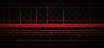 Red laser grid cyber newretrowave 3d background vector