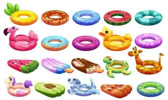 Inflatable rubber swim pool ring cartoon vector