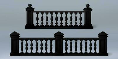 3d black balcony balustrade with roman pillar vector