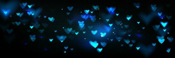 Blue heart bokeh light overlay vector background