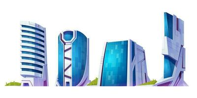 Future city street building vector illustration