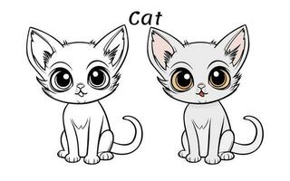 Cute Cat Animal Coloring Book Illustration vector