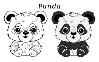 Cute Panda Animal Coloring Book Illustration vector