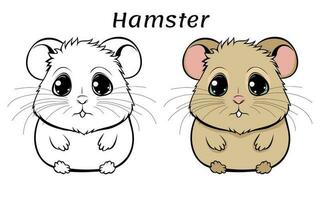 Cute Hamster Animal Coloring Book Illustration vector