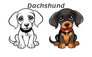 Cute Dachshund Dog Animal Coloring Book Illustration vector