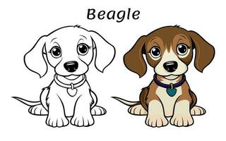 Cute Beagle Dog Animal Coloring Book Illustration vector