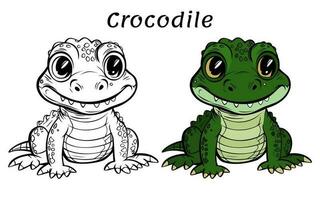 Cute Crocodile Animal Coloring Book Illustration vector