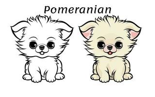 Cute Pomeranian Dog Animal Coloring Book Illustration vector