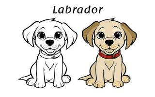 Cute Labrador Dog Animal Coloring Book Illustration vector