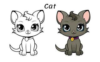 Cute Cat Animal Coloring Book Illustration vector