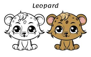 Cute Leopard Animal Coloring Book Illustration vector