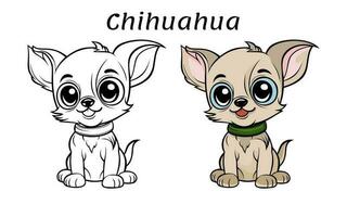 Cute Chihuahua Dog Animal Coloring Book Illustration vector