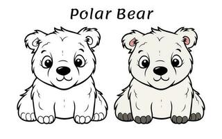Cute Polar Bear Animal Coloring Book Illustration vector