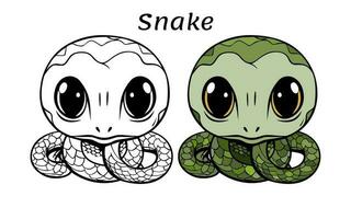 Cute Snake Animal Coloring Book Illustration vector