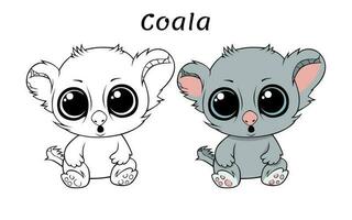 Cute Coala Animal Coloring Book Illustration vector