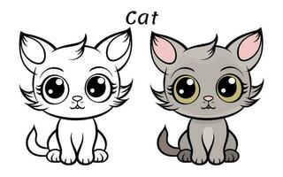 Cute Cat Animal Coloring Book Illustration vector