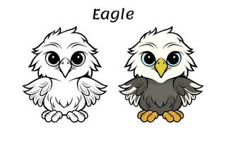 Cute Eagle Animal Coloring Book Illustration vector