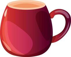 Red mug for coffee and tea. Kitchenware, kitchen utensil.  Cartoon vector icon for food apps and websites