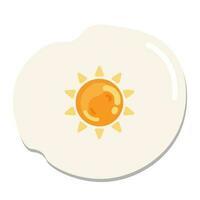 Sunny-side up egg with the sun as the yolk isolated on white background. Design elements. Vector Illustration. EPS 10 File.