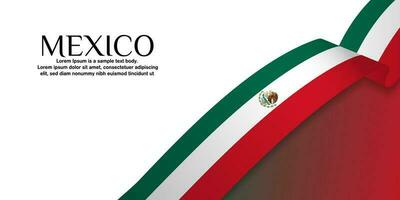 3D Mexico Flag Banner with copy space. Green, white, and red Mexican flag. Editable Vector Illustration. EPS 10