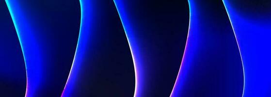 Abstract Blue glowing curves on dark blue background. Vector Illustration. EPS 10. Perfect for app, web design, webpages, banners, greeting cards, backgrounds, templates.