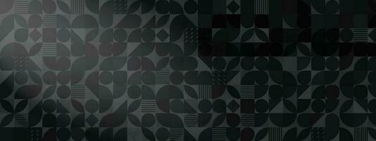Monochromatic Black Geometric Patterned Background with soft lighting. Elegant black geometric template. For poster, banner, website, flyer, presentation, wallpapers, designs. Vector Illustration.