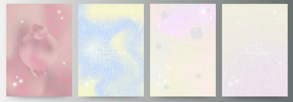 Set of patterned pastel gradient backgrounds. Abstract Vector artwork.