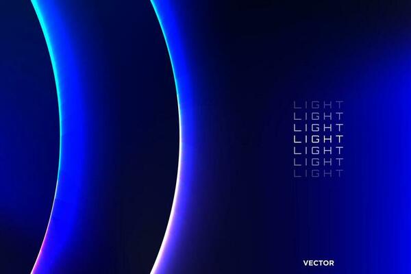 Dark and Minimal Neon Light Background with two glowing arcs on left sides. Vector Illustration. EPS 10.