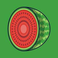 Watermelon Fruit Cartoon Vector Icon Illustration. Food Fruit Icon Concept Isolated Premium Vector. Flat Cartoon Style Suitable for Web Landing Page, Banner, Sticker, Background