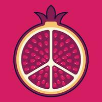 Pomegranate Fruit Cartoon Vector Icon Illustration. Food Fruit Icon Concept Isolated Premium Vector. Flat Cartoon Style Suitable for Web Landing Page, Banner, Sticker, Background