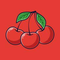 Cereza Fruta dibujos animados vector icono ilustración. comida Fruta icono concepto aislado prima vector. plano dibujos animados estilo adecuado para web aterrizaje página, bandera, pegatina, antecedentes