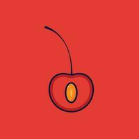 Cherry Fruit Cartoon Vector Icon Illustration. Food Fruit Icon Concept Isolated Premium Vector. Flat Cartoon Style Suitable for Web Landing Page, Banner, Sticker, Background