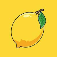 Lemon Fruit Cartoon Vector Icon Illustration. Food Fruit Icon Concept Isolated Premium Vector. Flat Cartoon Style Suitable for Web Landing Page, Banner, Sticker, Background