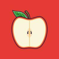 Apple Fruit Cartoon Vector Icon Illustration. Food Fruit Icon Concept Isolated Premium Vector. Flat Cartoon Style Suitable for Web Landing Page, Banner, Sticker, Background