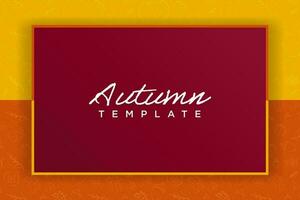 Autumn Template on orange background with hand-drawn sketches of acorn, pumpkins, leaves. Vector Art. EPS 10.