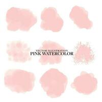 Soft Pink Watercolor splotches and strokes isolated on white background. Editable Vector Illustration. EPS 10.