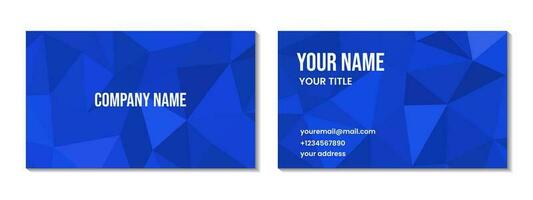 business card with abstract blue background with triangles for business vector