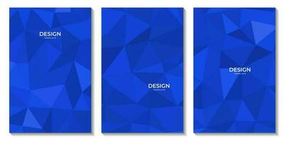 set of flyers abstract blue background with triangles for business vector