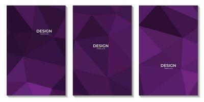 set of flyers abstract purple geometric background with triangles for business vector