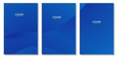 set of flyers abstract blue gradient background with waves for business vector