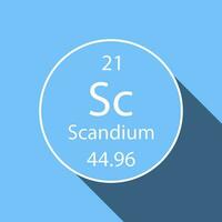 Scandium symbol with long shadow design. Chemical element of the periodic table. Vector illustration.