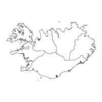 Iceland map with administrative districts. Vector illustration.