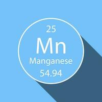 Manganese symbol with long shadow design. Chemical element of the periodic table. Vector illustration.