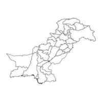 Map of Pakistan with administrative territory and disputed territories. Vector illustration.