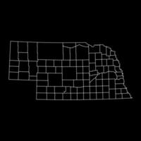 Nebraska state map with counties. Vector illustration.