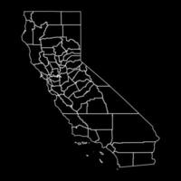 California state map with counties. Vector illustration.