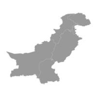 mapa de Pakistán con regiones. vector ilustración.