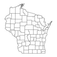 Wisconsin state map with counties. Vector illustration.