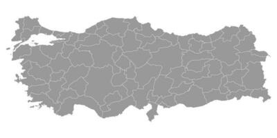 Turkey grey map with administrative divisions. Vector illustration.